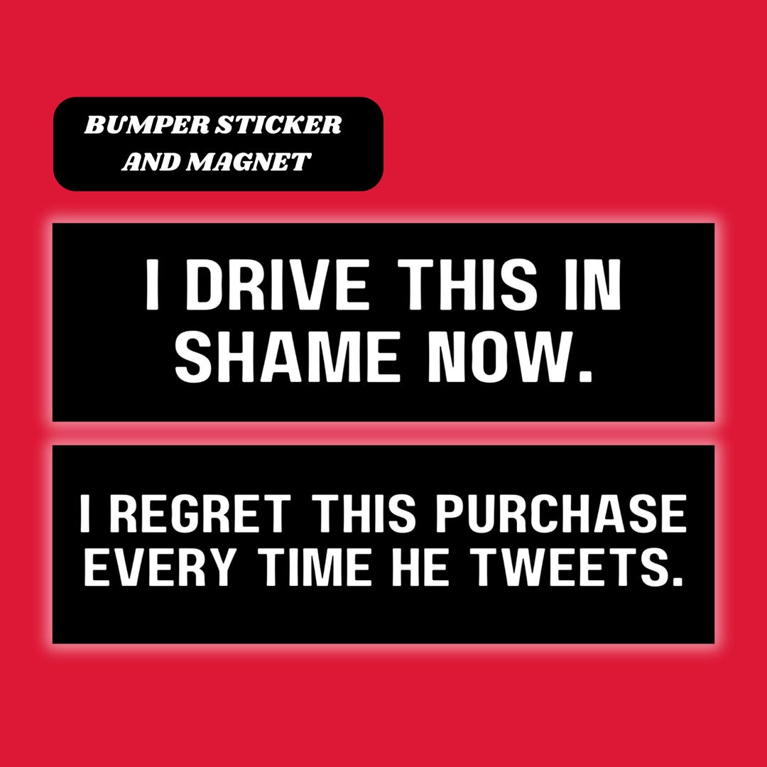 Tesla Owner Magnetic Bumper Sticker ANTI ELON Tesla Club Bumper Magnet