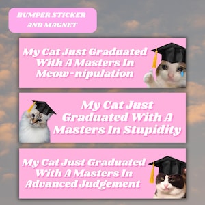 Funny Cat Meme Bumper Sticker Magnetic Car Decal , Sad Kitty Meme Gen Z Car Vinyl Sticker, Cute Pink Kawaii Car Accessory Gift For Her