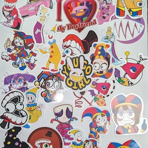 The Amazing Digital Circus, 50 autocollants en vinyle assortis Jax Ragatha Pomni Kinger TADC