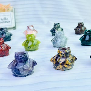 Lovely! Natural Crystal Figurine Decor, Hand Carved Animal Quartz Carving for Desk Decor, Healing Crystals Gifts For Her.