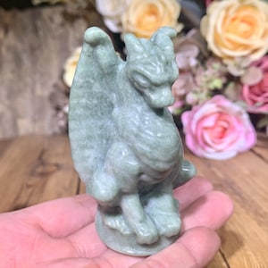 80MM Natural Jade Dragon Carving, Gemstone Dragon Figurine Decor, Healing Crystal Home Decor, Crystal Gifts For Friends.
