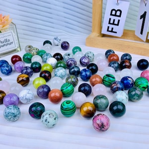 20MM Mixed Crystals Hand Carved Sphere Figurine, Healing Crystals Table Top Decor, Gemstone Quartz Carvings Ornaments Home Decor.