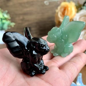 45MM Natural Crystal Angel Figurine Decor, Hand Carved Quartz Flying Beast Carving for Desk Decor, Healing Crystals Gifts.