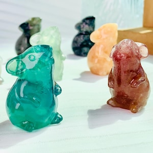 40 MM Natürliche Kristall Maus Figur Decor, Hand geschnitzte Tier Quarz Carving für Schreibtisch Dekor, Heilende Kristalle Geschenke Für Sie.