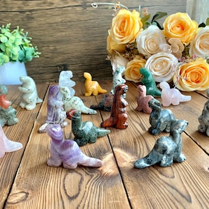 55MM Natural Crystal Dinosaur Figurine, Hand Carved Quartz Water monster Sculptures for Desk Decor, Crystal Animal Decor.