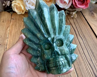 Rare!! 7" Large Natural Ocean Jasper Skull Carving, Hand Carved Crystal Skull Sculptures Home Decor, Healing Crystals Gift.FC39
