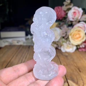 Natural Clear Quartz Handcrafted Three Wise Skulls Carving, White Crystal Skull Figurine,  Skull Home Decor, Healing Crystals Gift For Him