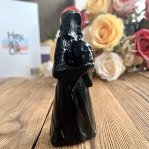 Cool! 4" Handcrafted Obsidian Skull Carving, Natural Crystal Skeleton Man Sculptures Home Decor, Healing Crystal Gift.