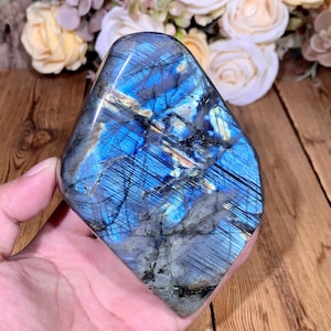 Rare! Natural Labradorite Freeform Ornament, Rainbow Light Labradorite Standing Display Specimens, Healing Crystal Gift.MS09