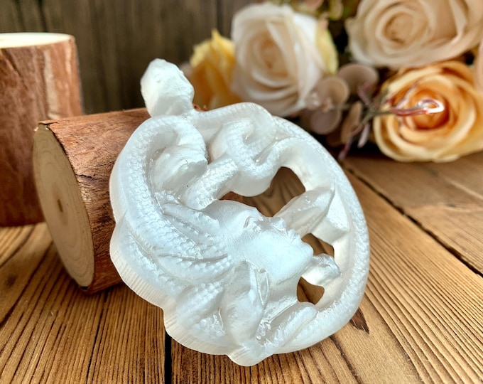 Gorgeous! Handcarved Selenite Medusa Figurine, Natural Crystal Sculptures for Desk Decor, Healing Crystals Gifts.