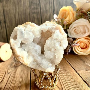 Wunderschön! Rohes Kristall Marokko Geode Stein Herz, Mineral Probe Quarz Schreibtisch Dekor, Healing Crystal Home Decor, Kristall Geschenk für Freund.