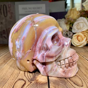 Gorgeous! 5"+3Lb Large Natural Rainbow Agate Skull Carving, Hand Carved Crystal Skull Sculptures Home Decor, Healing Crystal Gift.Random 1pc