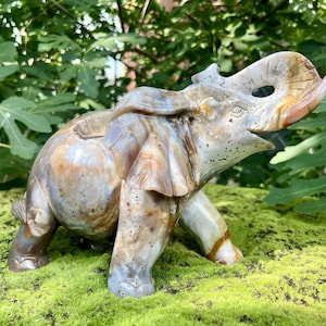 Giant Ocean Jasper Geode Elephant Carving, Natural Hand-carved Crystal Figurine Decor, Healing Crystal Animals Home Decor, Crystal Gifts.