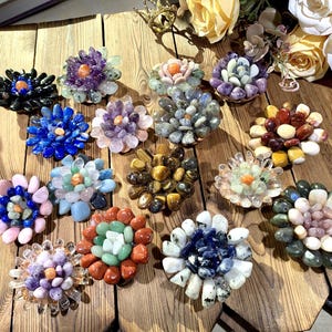 Handmade Natural Crystal Flower Figurine Art, Rainbow Quartz Rose Carving Desk Decor, Healing Crystal Gift For Friends.