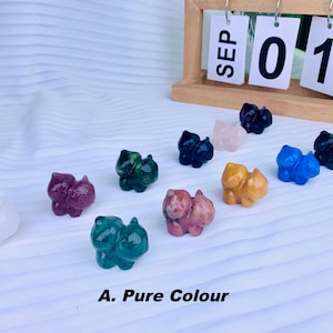 30MM Natural Crystal Bulbasaur Figurine Decor, Hand Carved Quartz Turtle Carving for Desk Decor, Healing Crystals Gifts.