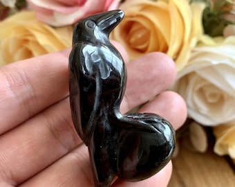 Lovely Hand Carved Obsidian Ravens Crows Carving, Quartz Birds Figurine Decor, Healing Crystal Animal Home Decor, Crystal Gifts For Friends.