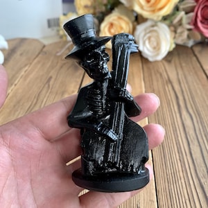 Cool! 4" Handcrafted Obsidian Skull Carving, Natural Crystal Skeleton Man Sculptures Home Decor, Healing Crystal Gift.