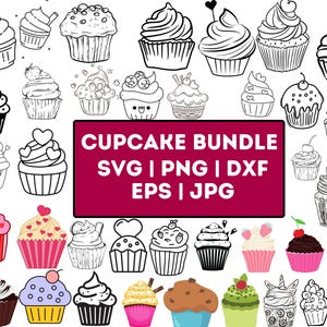 Cupcake SVG, Cake Cut file, Cupcake bundle svg, Sweets svg, Cupcake Outline SVG, Birthday svg, Cupcake clipart Instant download