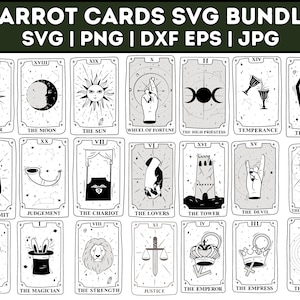 Tarotkaarten Svg, heks tarot svg, Major Arcana svg, hemelse Tarot Svg, zon svg, waarzegster Svg, Tarot dek Svg, Eps, Dxf, Png