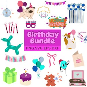 Happy Birthday SVG | Birthday SVG | Birthday Cut Files | Birthday Silhouette | Clipart | Birthday Cake SVG | Balloons Svg | Bunting Birthday