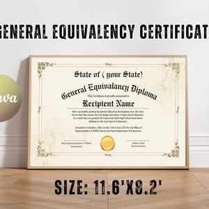 GED Diploma Zertifikat Vorlage, GED Canva Vorlage, Schuläquivalenz Zertifikat, Sofort Download