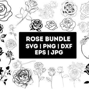 Rose Svg | Flower svg | Floral svg | Rose clipart | Svg files for cricut | Rose png | Roses | Love svg | tattoo svg | rose vector svg | svg