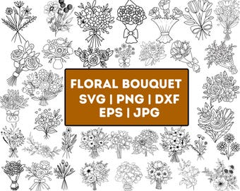 Blombukett SVG-paket | Bröllopsblommagrafik (Kommersiellt bruk)
