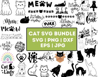 猫のSVGバンドル、面白い猫の引用句、ママライフPNG（デジタルファイル）