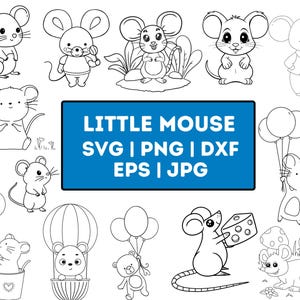 Little mouse cartoon bundle svg for cut file, animals cut file, mouse ,heart,flower svg, animal hand drawn style,svg,png,eps, for cricut