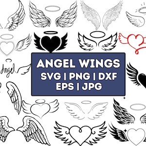 Angel Wings Svg Bundle, Angel Wings Clip Art, Wings Cut File For Silhouette, Angel Wings Bundle, Wings Svg Png Dxf,memorial svg ,rip svg