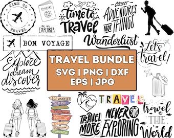 Travel Quotes SVG Bundle, Cricut Cut Files (Digital Download)