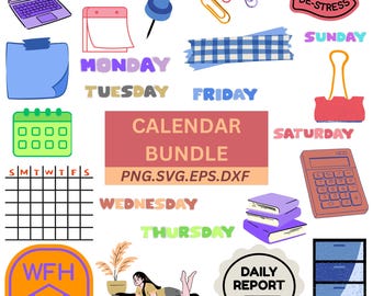 Paquete de archivos SVG para calendario, archivos de corte para decoración del hogar (descarga digital)