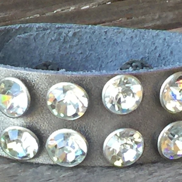 Leather Cuffs,Leather Cuff Bracelets,Metallic Cuff Leather Bracelet,Crystal Rivets,Crystal Capped Rivets,Leather Bracelet,Leather Bracelets