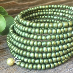 Stacked/Wrap Bracelet in Metallic Jade,Jade Bracelets,Wire Bracelets,Memory Wire Bracelets,Beaded Bracelets,Stacked Bracelets,Wrap Bracelets