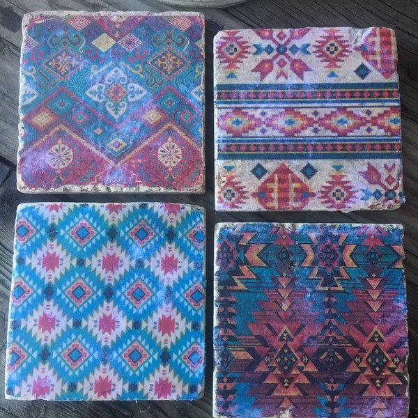 Southwestern Coasters, Southwestern, Travertine Coasters, Southwest, New Mexico, Coasters, Southwestern Gifts, Bar Ware, Handmade Coasters