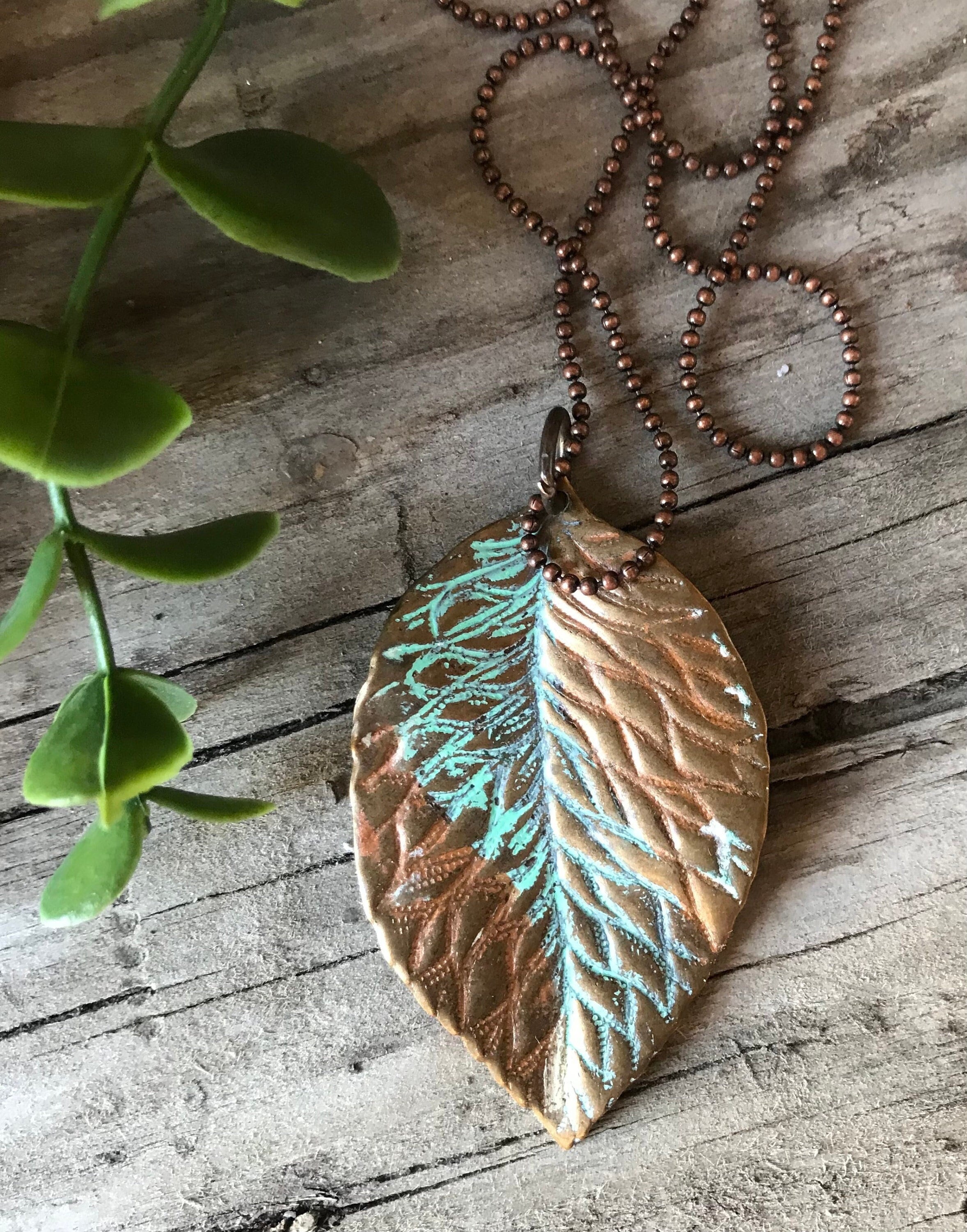 Copper cheap leaf necklace