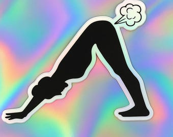 Yoga Aufkleber | Hundefart Aufkleber | Holographischer Hippie Aufkleber | Boho Workout Humor Geschenk | Yoga Lover Vinyl Sticker für Wasserbot