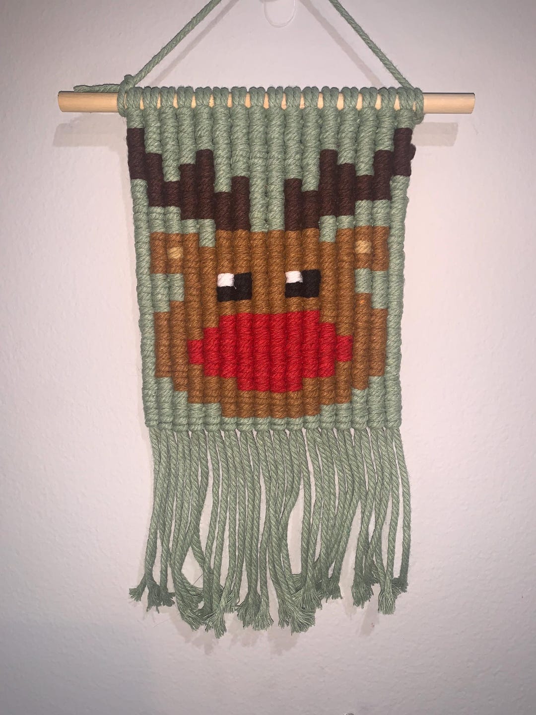 Rodulph Macrame Christmas Rudolph Reindeer Macrame Wall Hanging: Boho Holiday Decor - Etsy