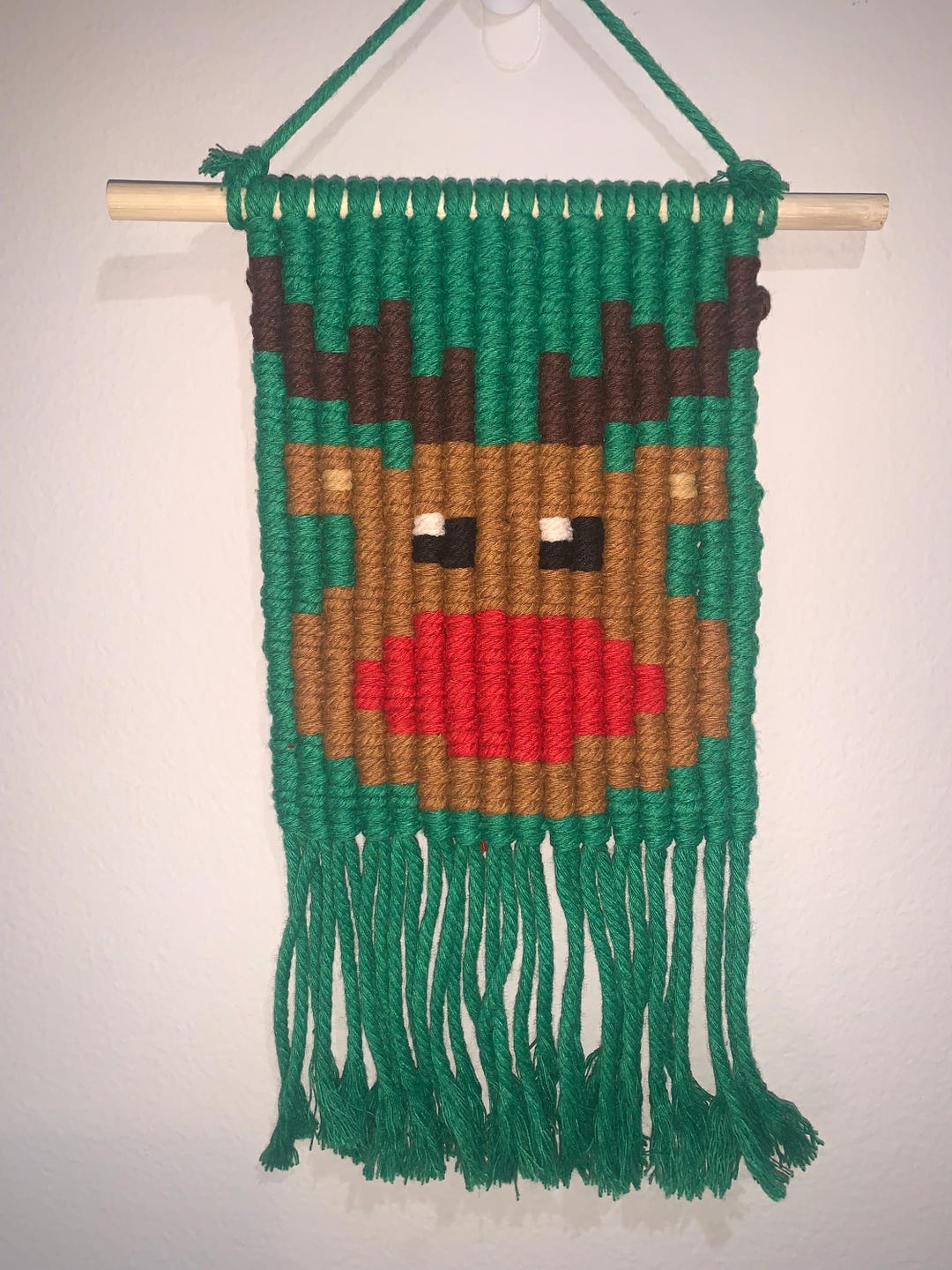 Rodulph Macrame Handmade Rudolph Reindeer Macrame Christmas Ornament - Boho Holiday ...