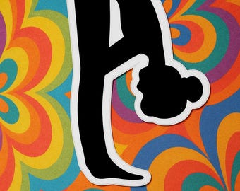 Funny Yoga Sticker | Downward Dog Fart Sticker | Holographic Hippie Decal | Boho Workout Humor Gift | Yoga Lover Vinyl Sticker for Water Bot