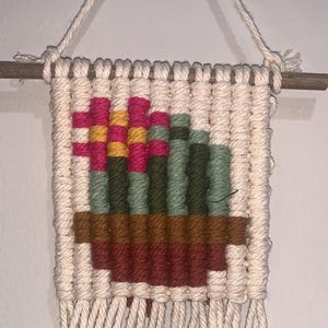 Cactus Macrame Wall Hanging: Boho Home Decor (6x10 inches)