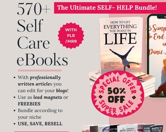 570+ Self-Help eBooks Bundle: PLR MRR Rights (Digital Download)