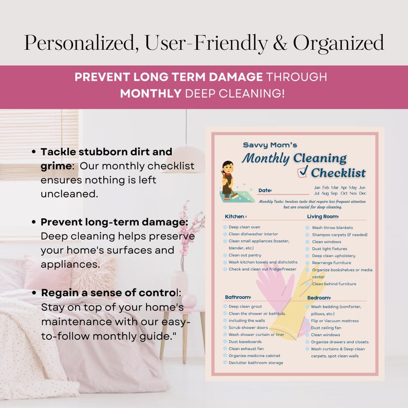 Pink Cleaning Planner: Editable Daily, Weekly Chore Chart (PDF) - Etsy