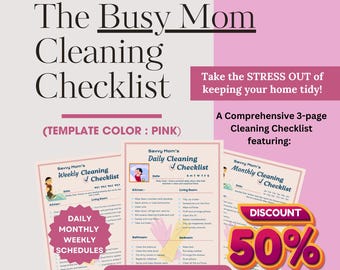 Pink Cleaning Planner: Editable Daily, Weekly Chore Chart (PDF)