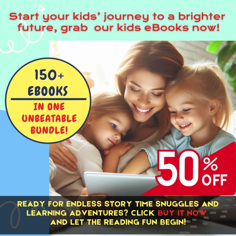 kids educational ebooks bundle, 50% off,  gift for toddlers, ebook bedtime stories