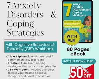 Anxiety Disorders eBook: CBT Therapy, Coping Skills Journal (Digital Download)