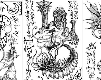 Páginas do tomo NECRONOMICON download instantâneo sigilos YOG CTHULHU arquivos para impressão