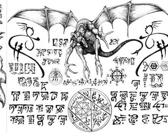 NECRONOMICON spellbook pages instant download DRAGON RUNES cthulhu sigils printable files
