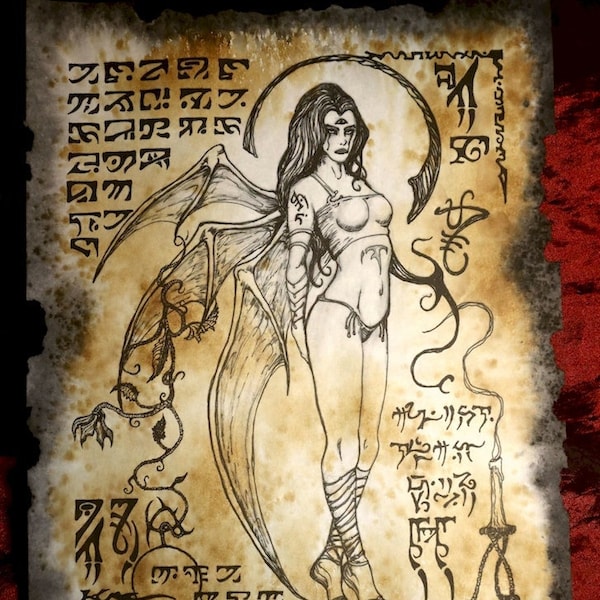 LILITH DEMON succube Necronomicon page magie occulte esprit sombre
