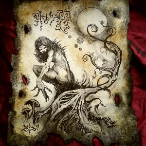 Cthulhu Necronomicon page MOON BOG witch occult horror magick Steampunk larp